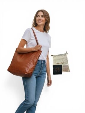 NWOT Grace's Oversized Burnt Orange Tote with Dust Bag and Cleaning Cloth